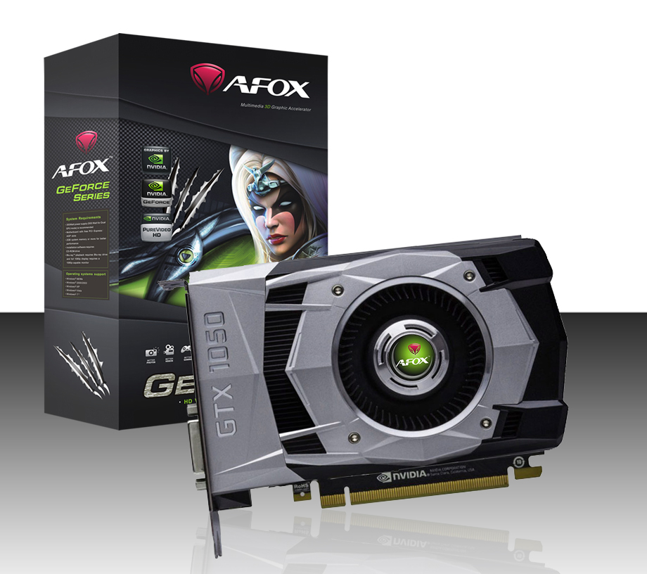 AFOX nVIDIA Geforce GTX1050 2GB AF1050-2048D5H6 + HDMI / Dual DVI-I/ D-Sub, PCI-E