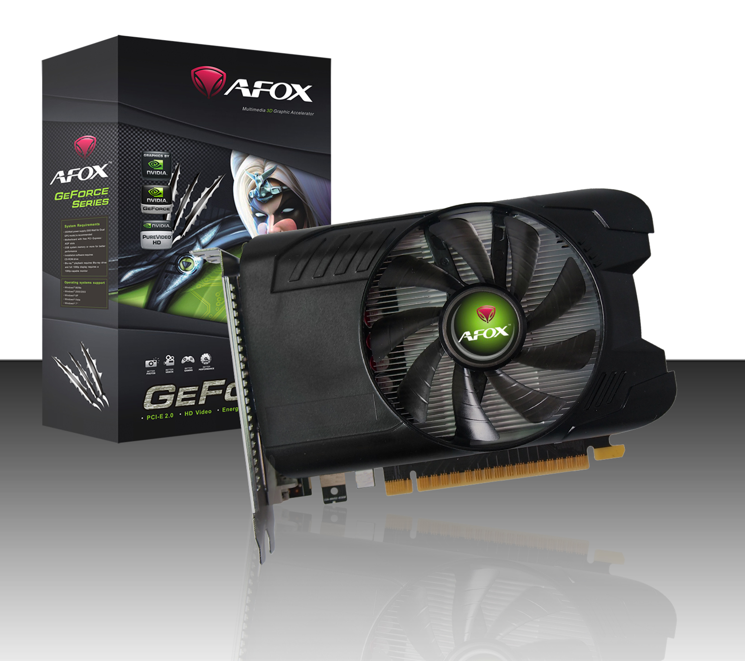 AFOX nVIDIA Geforce GTX1050TI 4GB AF1050Ti-4096D5H1 + HDMI / Dual DVI-I/ D-Sub, PCI-E