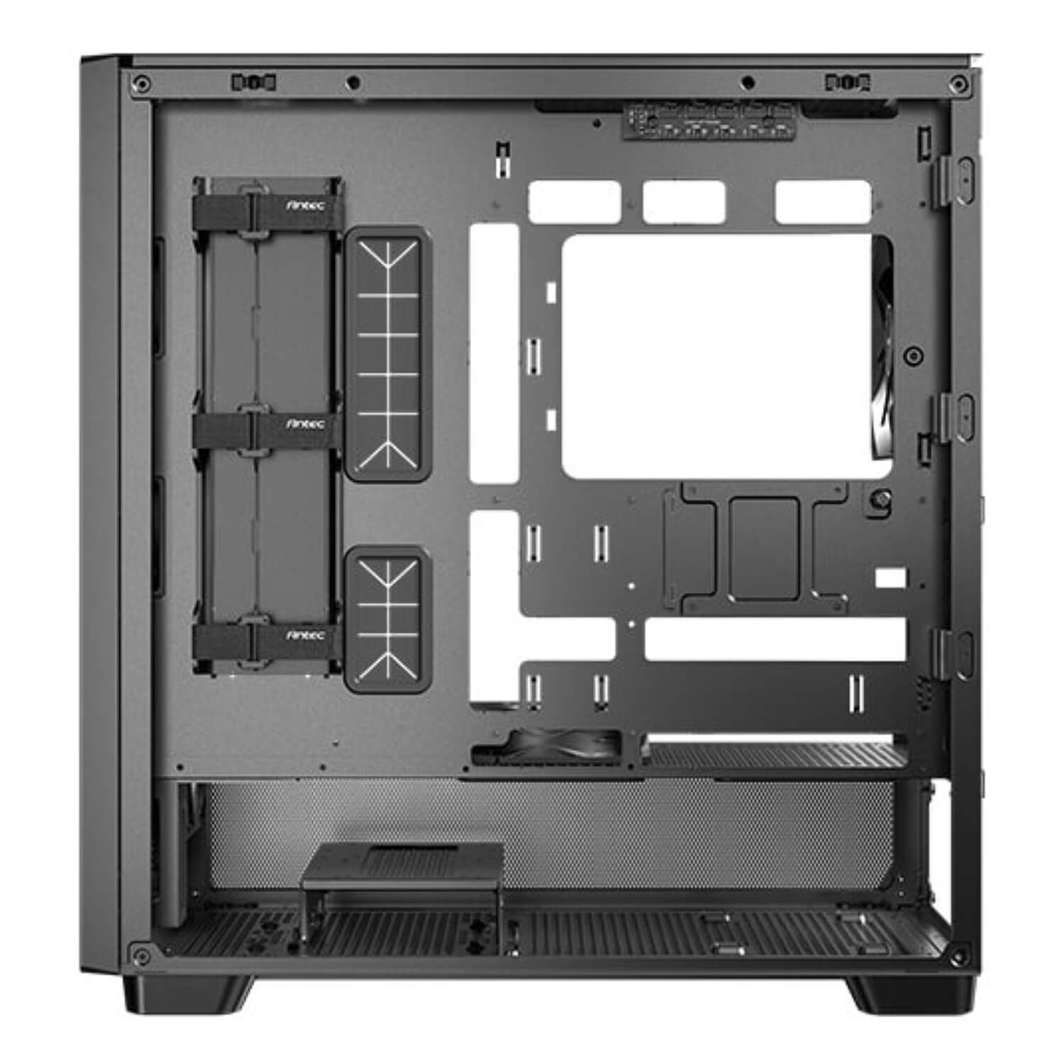 ANTEC FLUX SE BLACK ,Tool-free, NO PSU , 4X140mm +2X120mm Fan, 2USB3.0+USB3 Type-C , Audio & speaker