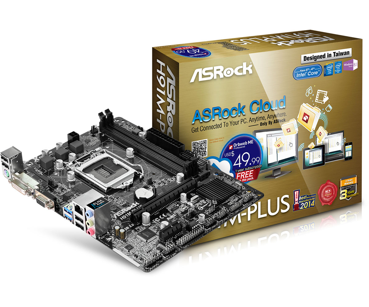 ASROCK H91M-PLUS ,DualDDR3 1600 ,8CH+LAN1000