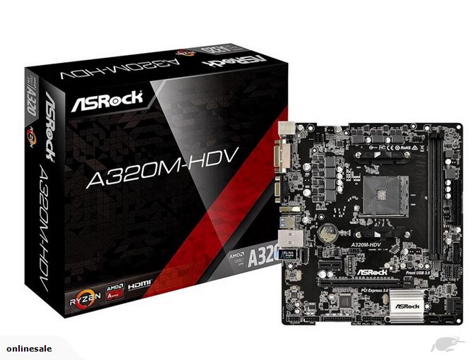 ASRock A320M-HDV , AM4,PCI-E, DualDDR4 2133/2400 +LAN1000 HDMI