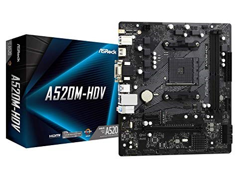ASRock A520M-HDV , AM4,PCI-E, DualDDR4 2133/2400/2667/2933/3200 +LAN1000 HDMI