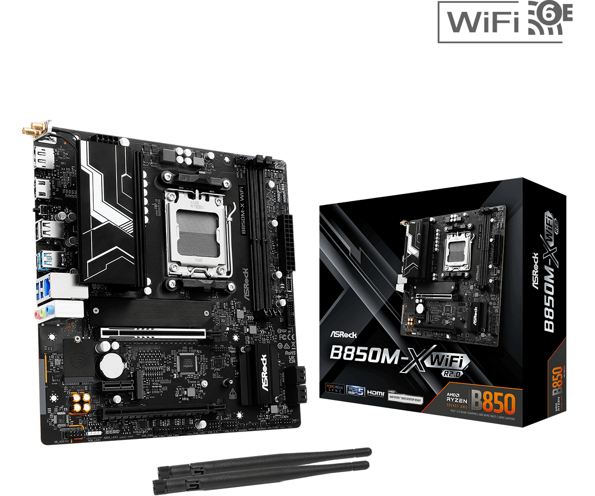ASRock B850M-X WiFi , AM5,PCI-E, DualDDR5 5200 +LAN 2.5GHZ HDMI