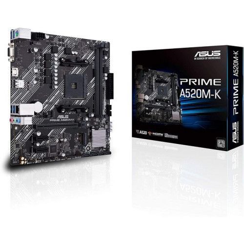 ASUS A520M-K , AM4,PCI-E, DualDDR4 2133/2400/2667/2933/3200 +LAN1000 HDMI