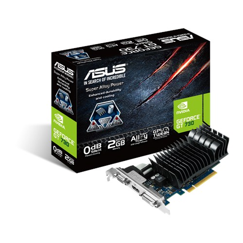 ASUS nVIDIA Geforce GT730-SL-2GD3-BRK SILENT/DI/2GD3 + HDMI / Dual DVI-I/ D-Sub, PCI-E