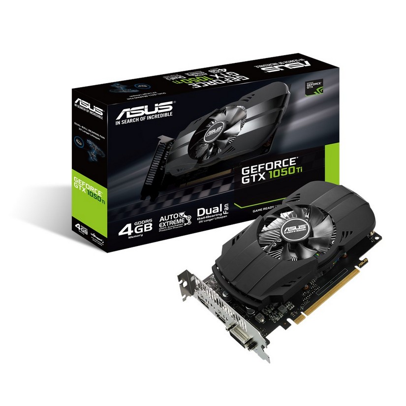 ASUS nVIDIA Geforce GTX1050TI PH-GTX1050TI-4G + HDMI / Dual DVI-I/ D-Sub, PCI-E