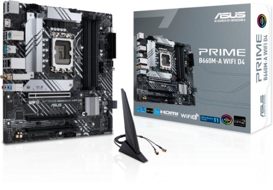 ASUS PRIME B660M-A WIFI ,4DualDDR4 2133/2400/2666/2933/3000/3200 ,8CH ,1GB ,HDMI S1700