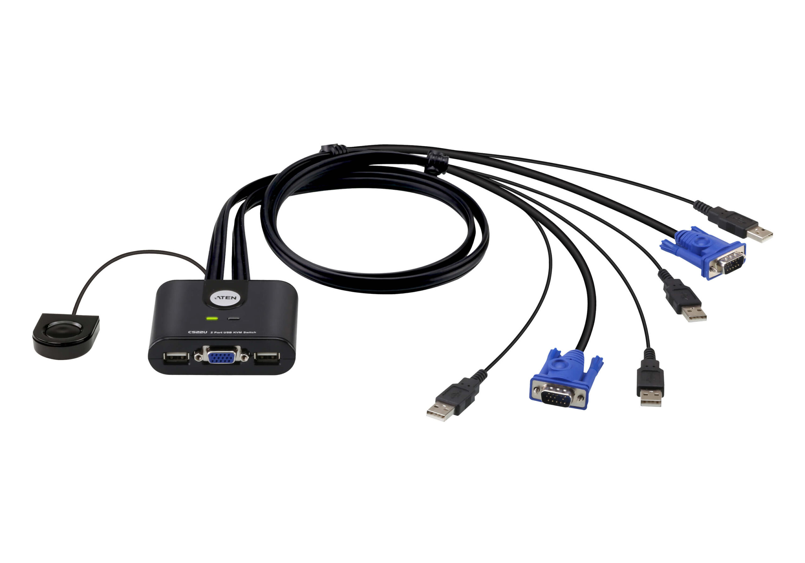קופסת מיתוג ל-2 מחשבים KVM ATEN CS22U 2-Port USB KVM Switch with Cables