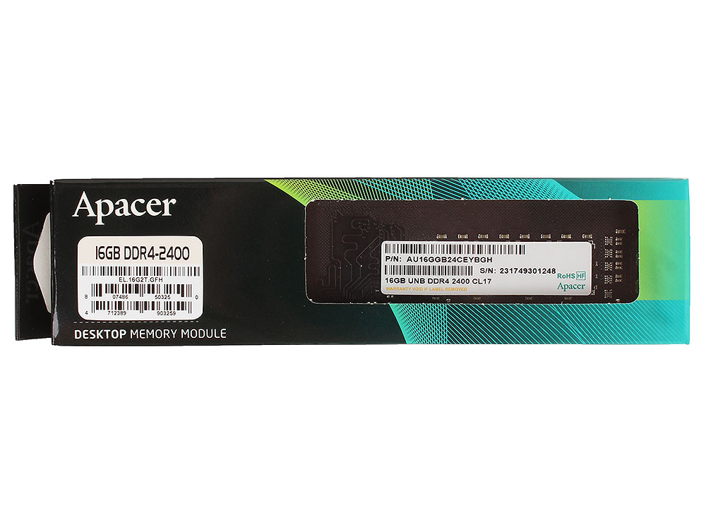 Apacer DDR4 16GB 2400MHz DDR4 Non-ECC CL17 DIMM SR x8 PC19200