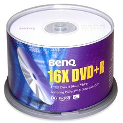דיסקים לצריבה BENQ DVD -R X16 4700MB 120MIN CAKE 50