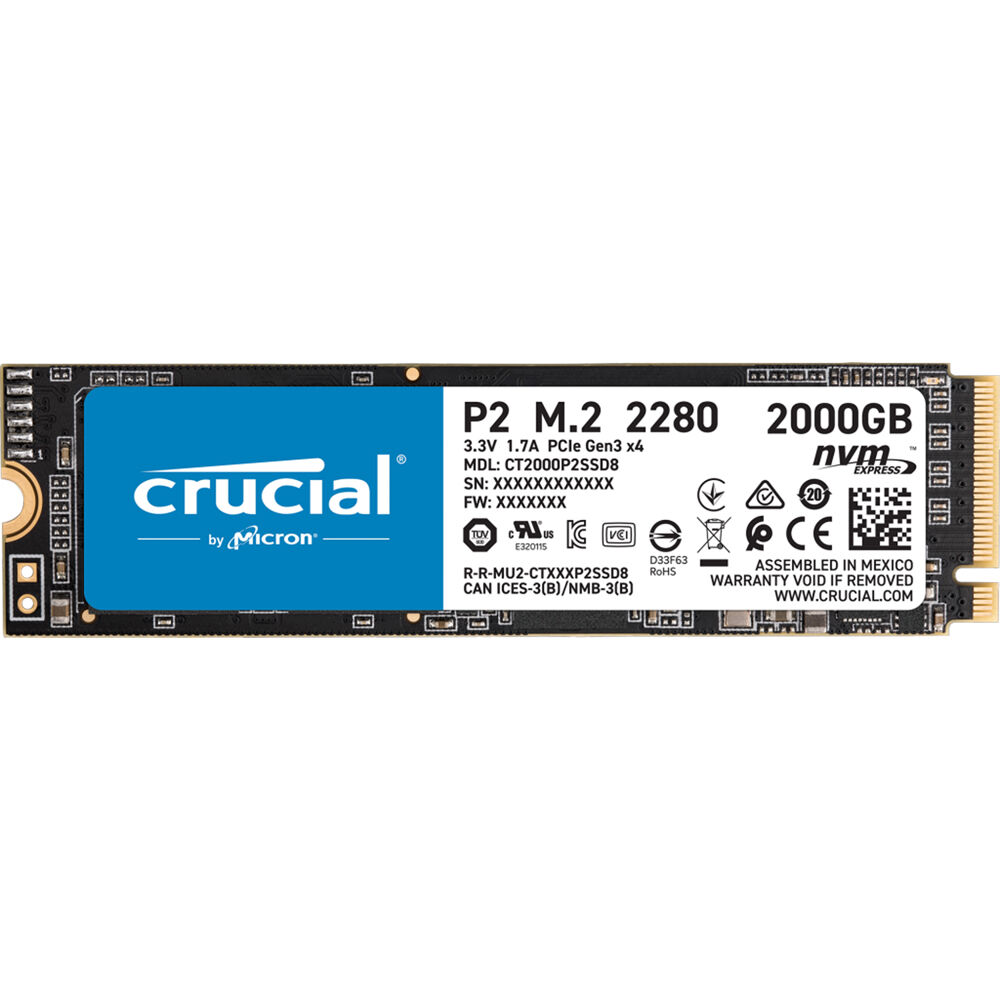 דיסק קשיח Crucial® CT2000P2SSD8 M.2 P2 3D NAND NVMe 2000GB SSD SATA III