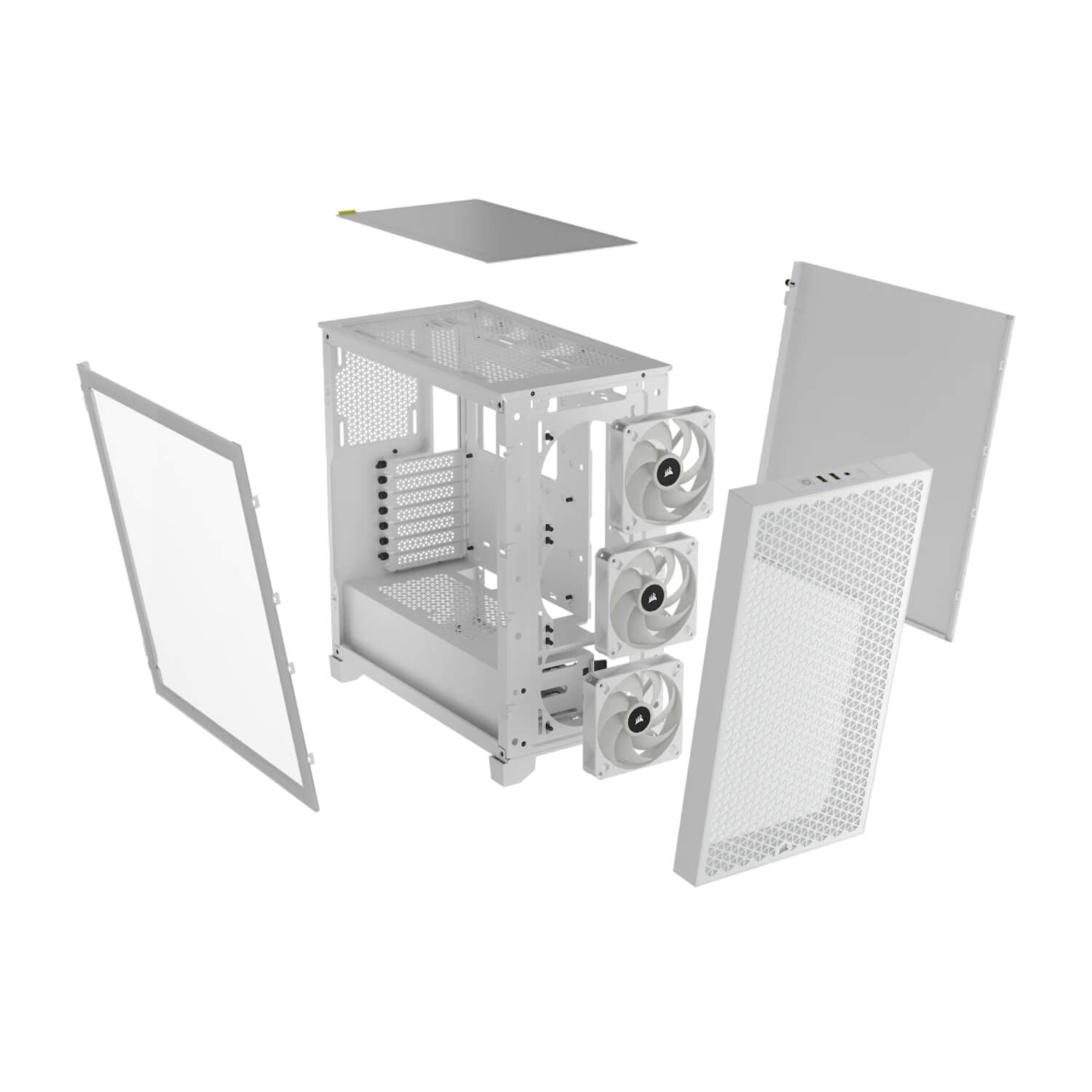 Corsair 3000D RGB Airflow Tempered Glass White ,Tool-free, no PSU, 2X 120mm FAN , USB3.0, Audio & speaker