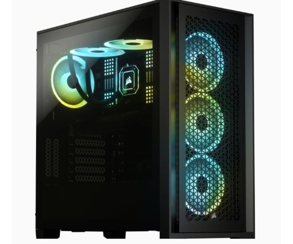 Corsair 4000D Airflow Tempered Glass Black ,Tool-free, no PSU, 2X 120mm FAN , USB3.0, Audio & speaker