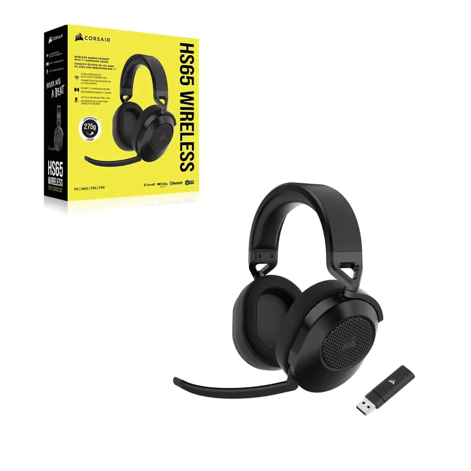אוזניות גיימינג אלחוטיות Corsair® Headset HS65 WIRELESS