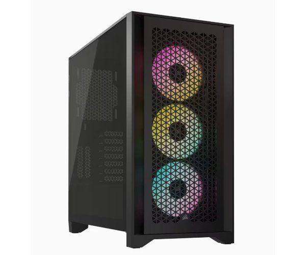 Corsair iCUE 4000D RGB AIRFLOW Tempered Glass Black ,Tool-free, no PSU, 3X ARGB 120mm FAN , USB3.0, Audio