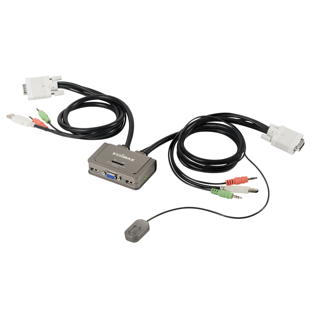 קופסת מיתוג ל-2 מחשבים KVM EDIMAX EK-2U2CA 2-Port USB KVM Switch with Cables and Audio Support
