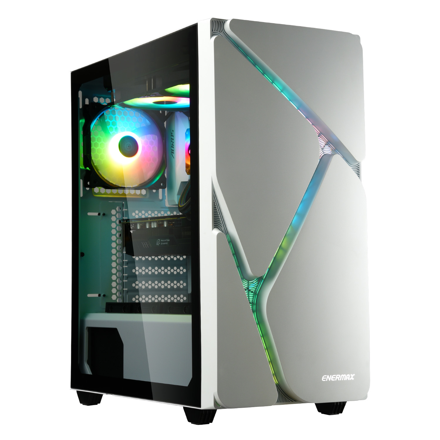ENERMAX MS30 WHITE ,Tool-free, NO PSU,4X120mm ARGB Fan,+ 3G DUST FILTER USB2.0/3.0, Audio