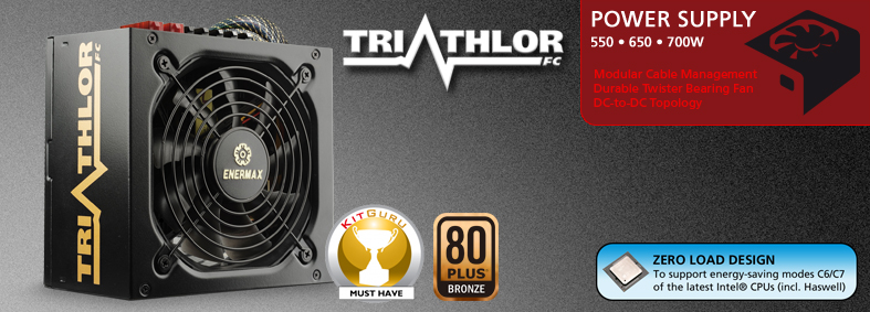 ספק כחEnermax Triathlor FC 700W High-Quality and dual 12V rails, Ultra silent 12cm fan with RPM