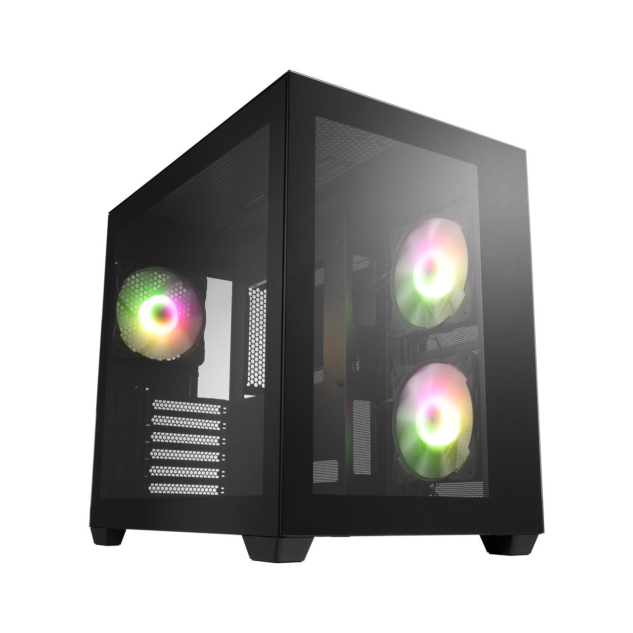 FSP FSP CMT380B , GAMING PC CASE ATX Mid Tower - BLACK , 3X120mm Fan, 2XUSB3.0+ TYPE C