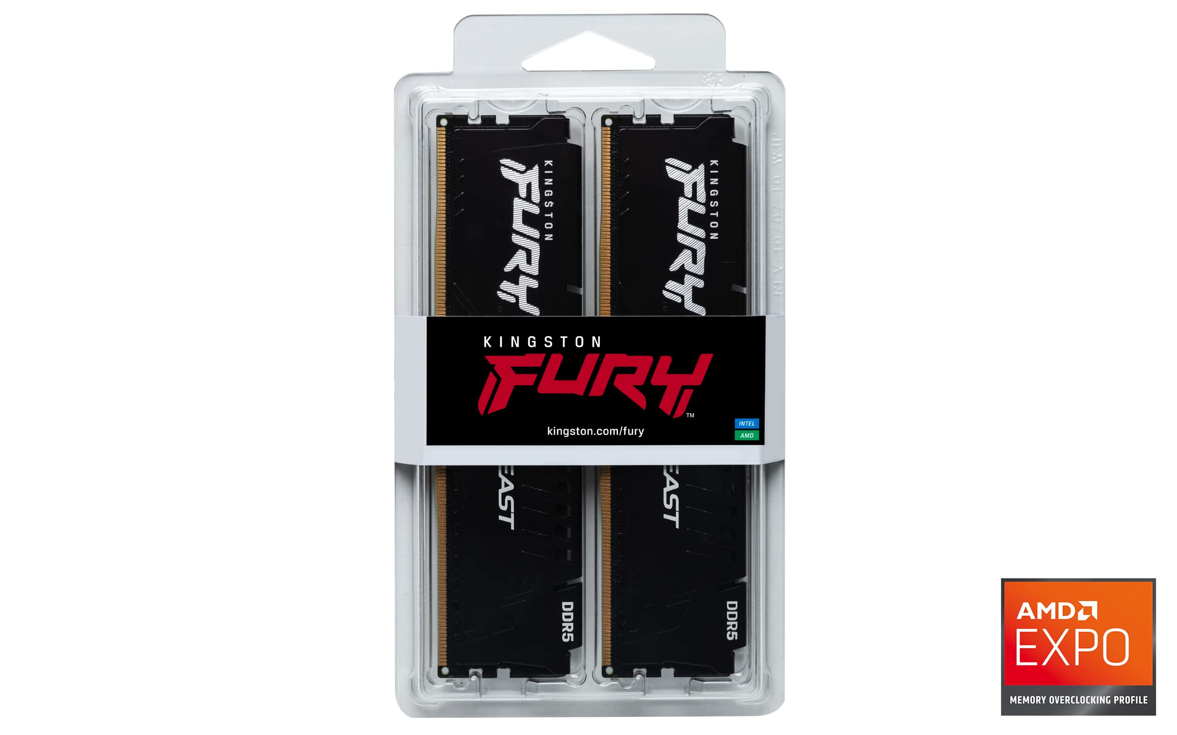 Kingston® 32GB 6000MHz DDR5 CL36 DIMM (Kit of 2) 1Rx8 FURY