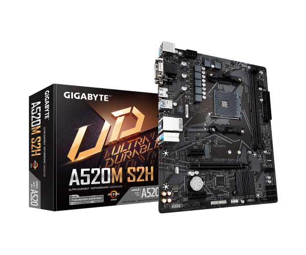 GIGABYTE A520M S2H , AM4,PCI-E, DualDDR4 2133/2400/2667/2933/3200 +LAN1000 HDMI