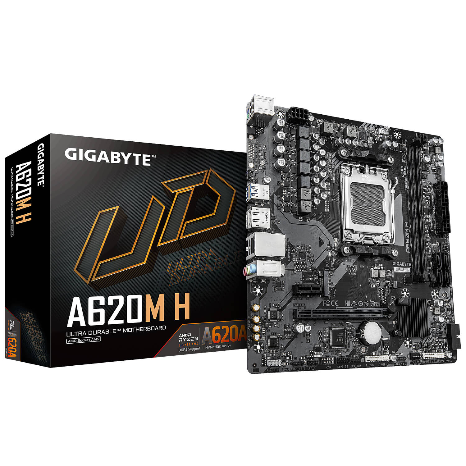 GIGABYTE A620M H DDR5 , AM5 ,PCI-E, DualDDR5 5200 +LAN2500 HDMI