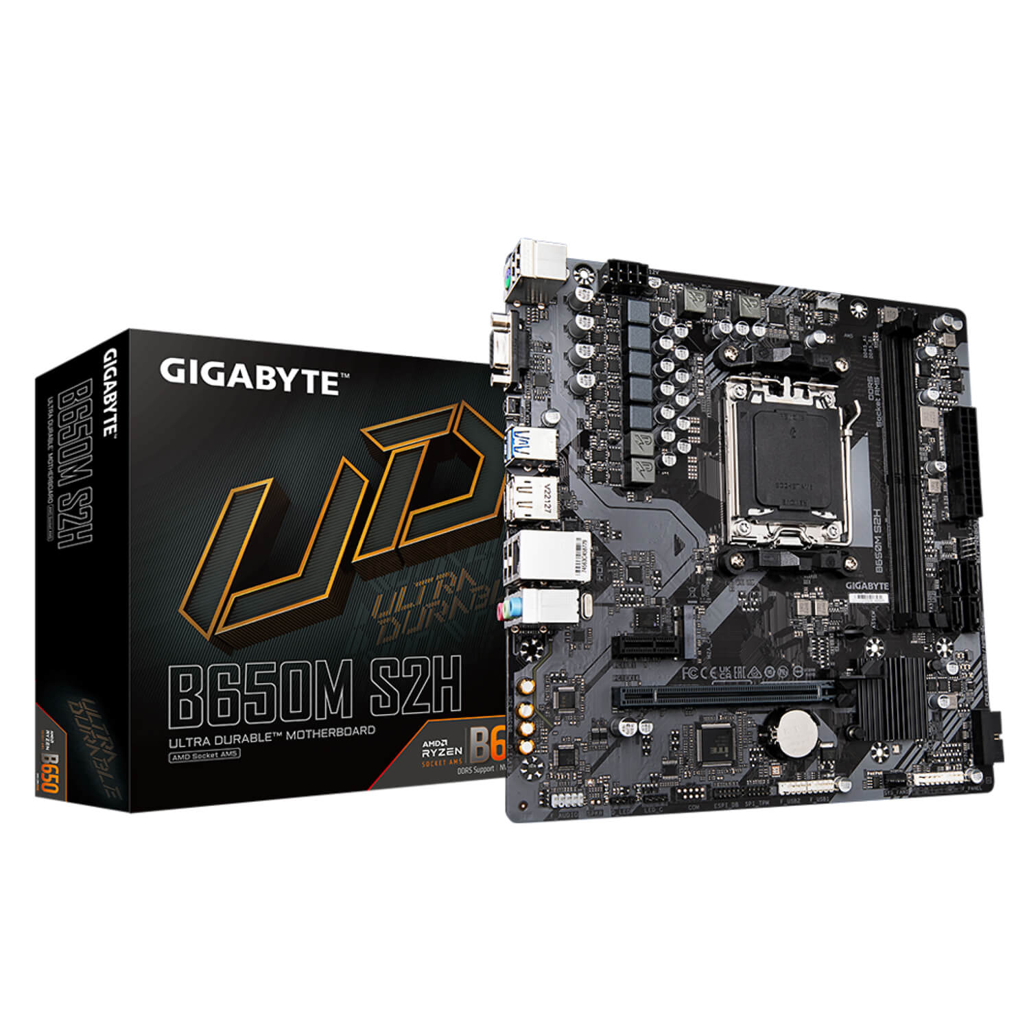 GIGABYTE B650M S2H DDR5 , AM5 ,PCI-E, DualDDR5 5200 +LAN2500 HDMI