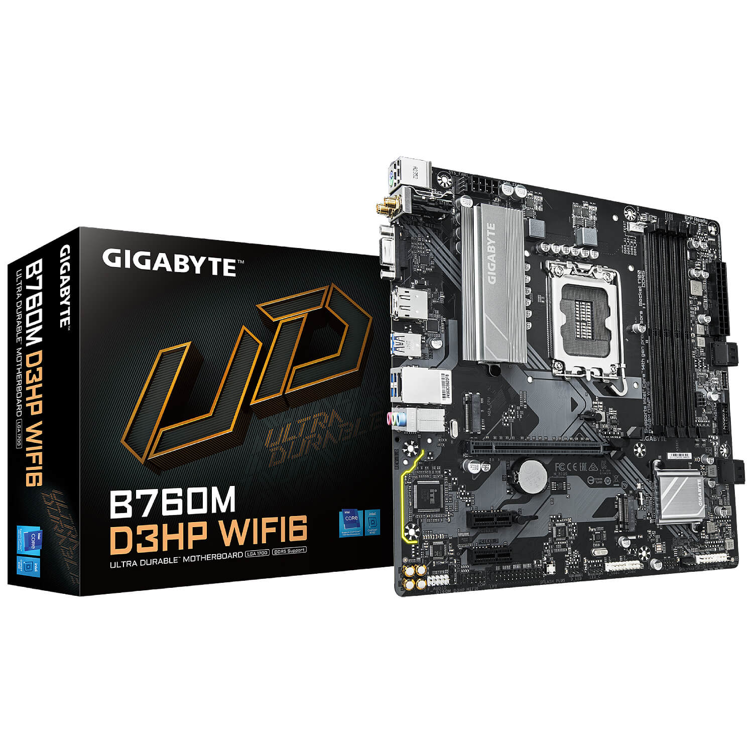 GIGABYTE B760M D3HP WIFI6 DDR5 , Core™ i3/i5/i7/i9, 4DualDDR5 4000/4800MHZ ,2XPCI-E, 2.5GB LGA1700