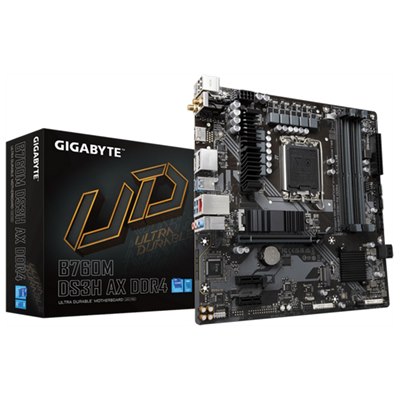 GIGABYTE B760M DS3H AX DDR4 ,4DualDDR4 2133/2400/2666/2933/3000/3200 ,8CH ,2.5GB ,HDMI S1700