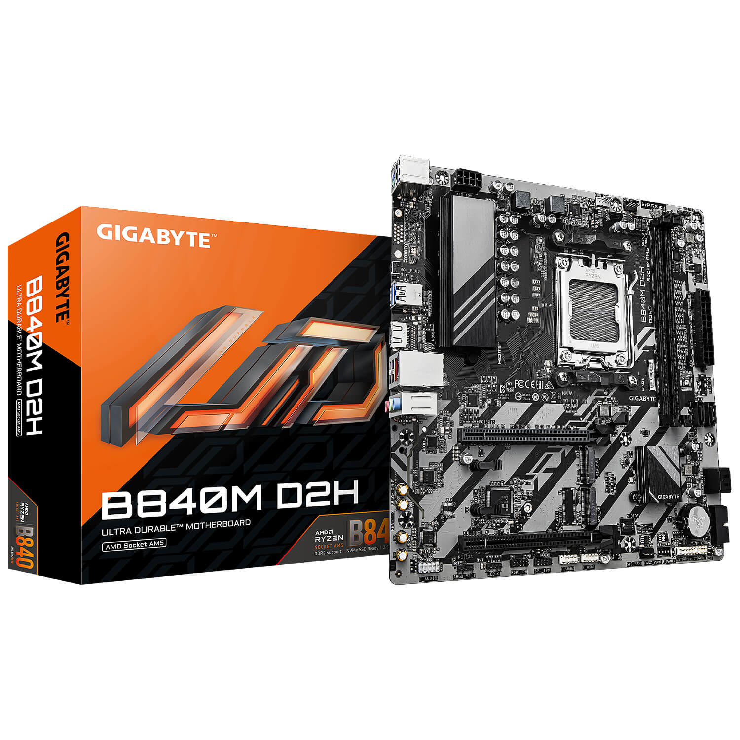 GIGABYTE B840M D2H DDR5 , AM5 ,PCI-E, DualDDR5 5200 +LAN2500 HDMI