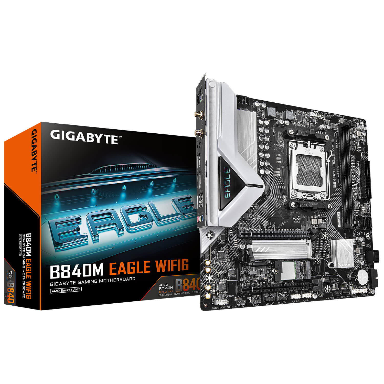 GIGABYTE B840M EAGLE WIFI6 , AM5 ,PCI-E, DualDDR5 5200 +LAN2500 HDMI