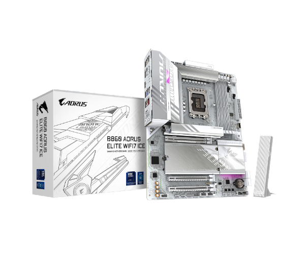 GIGABYTE B860 AORUS ELITE WIFI7 ICE , Core™ i3/i5/i7/i9, 4DualDDR5 6400MHZ/5600MHZ ,2XPCI-E, 2.5GB LGA1851