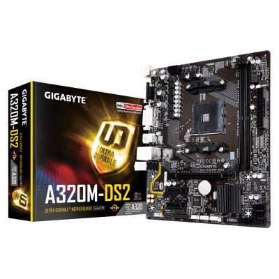 GIGABYTE GA-A320M-DS2 , AM4,PCI-E, DualDDR4 2133/2400 +LAN1000 HDMI