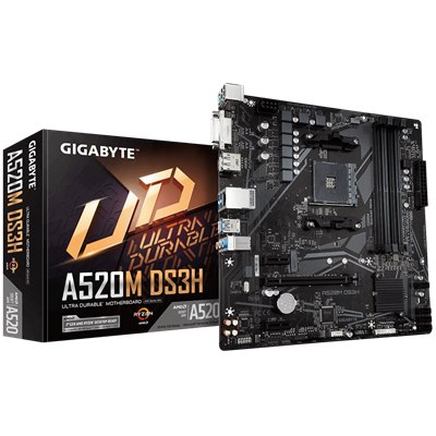 GIGABYTE A520M DS3H , AM4,PCI-E, DualDDR4 2133/2400/2667/2933/3200 +LAN1000 HDMI
