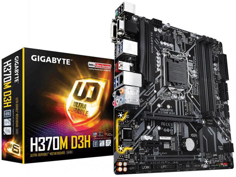 GIGABYTE GA-H370M D3H ,DualDDR4 2133/2400/2666 ,8CH ,1GB ,DVI ,HDMI S1151