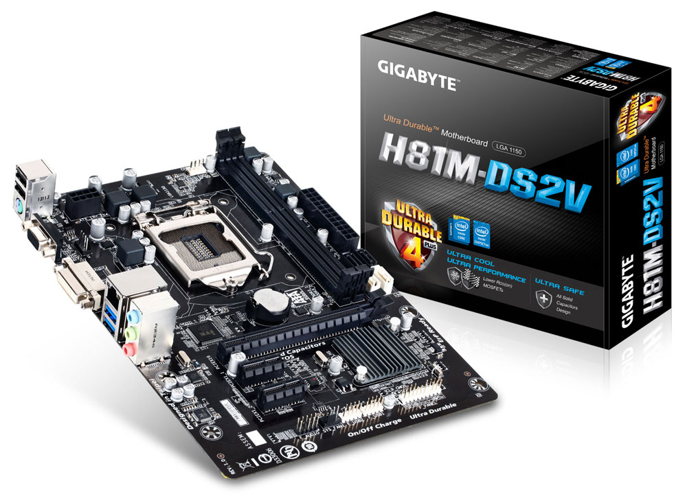 GIGABYTE GA-H81M-DS2V ,DualDDR3 1333/1600,8CH ,1GB ,DVI