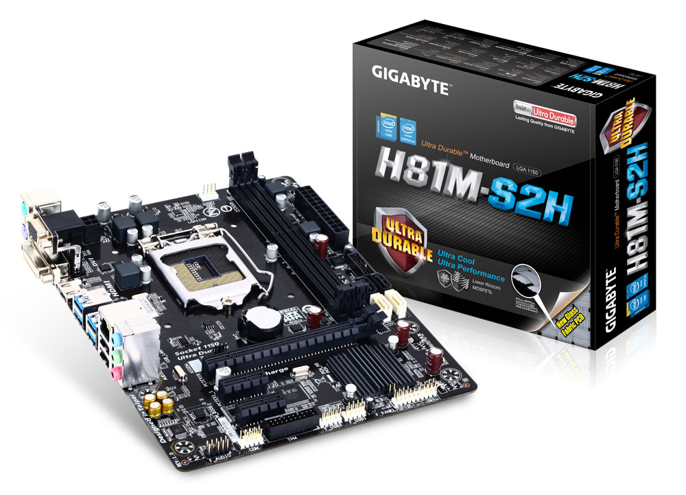 GIGABYTE GA-H81M-S2H ,DualDDR3 1333/1600,8CH ,1GB ,DVI ,HDMI