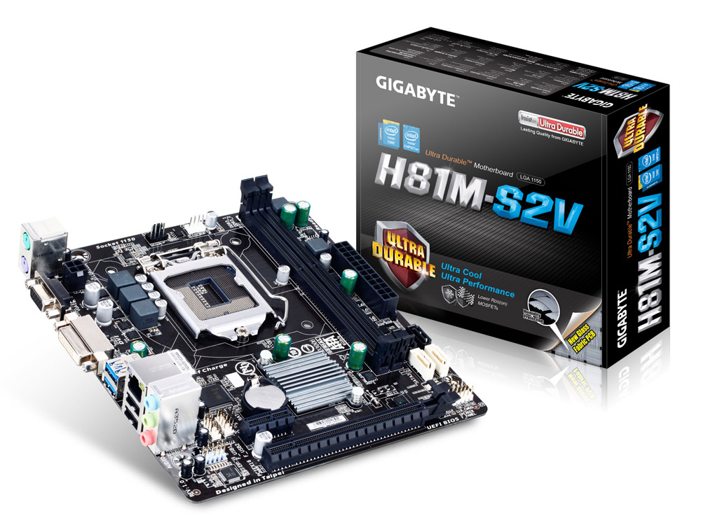 GIGABYTE GA-H81M-S2V ,DualDDR3 1333/1600,8CH ,1GB ,DVI