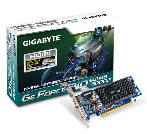 GIGABYTE nVIDIA Geforce GV-N210OC-512I 512MB + TV OUT- HDMI-out / DVI-I/ D-Sub,Vista Ready PCI-E