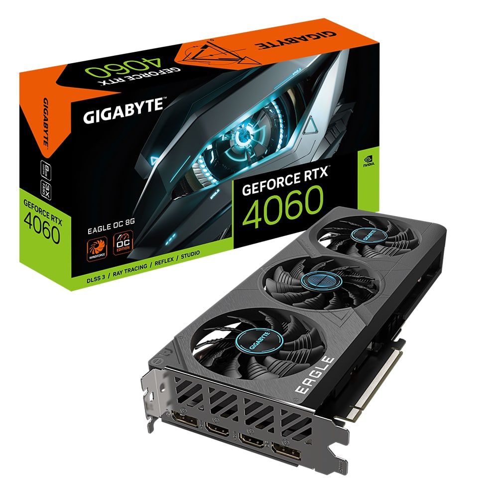 GIGABYTE GV-N4060EAGLE OC-8GD nVIDIA Geforce 4060 8GB GDDR6 Triple Fan 3DP+HDMI