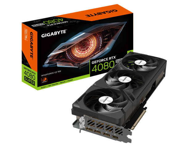 GIGABYTE GV-N408SWF3V2-16GD nVIDIA Geforce 4080 SUPER WINDFORCE V2 16GB GDDR6X Triple Fan 3DP+HDMI