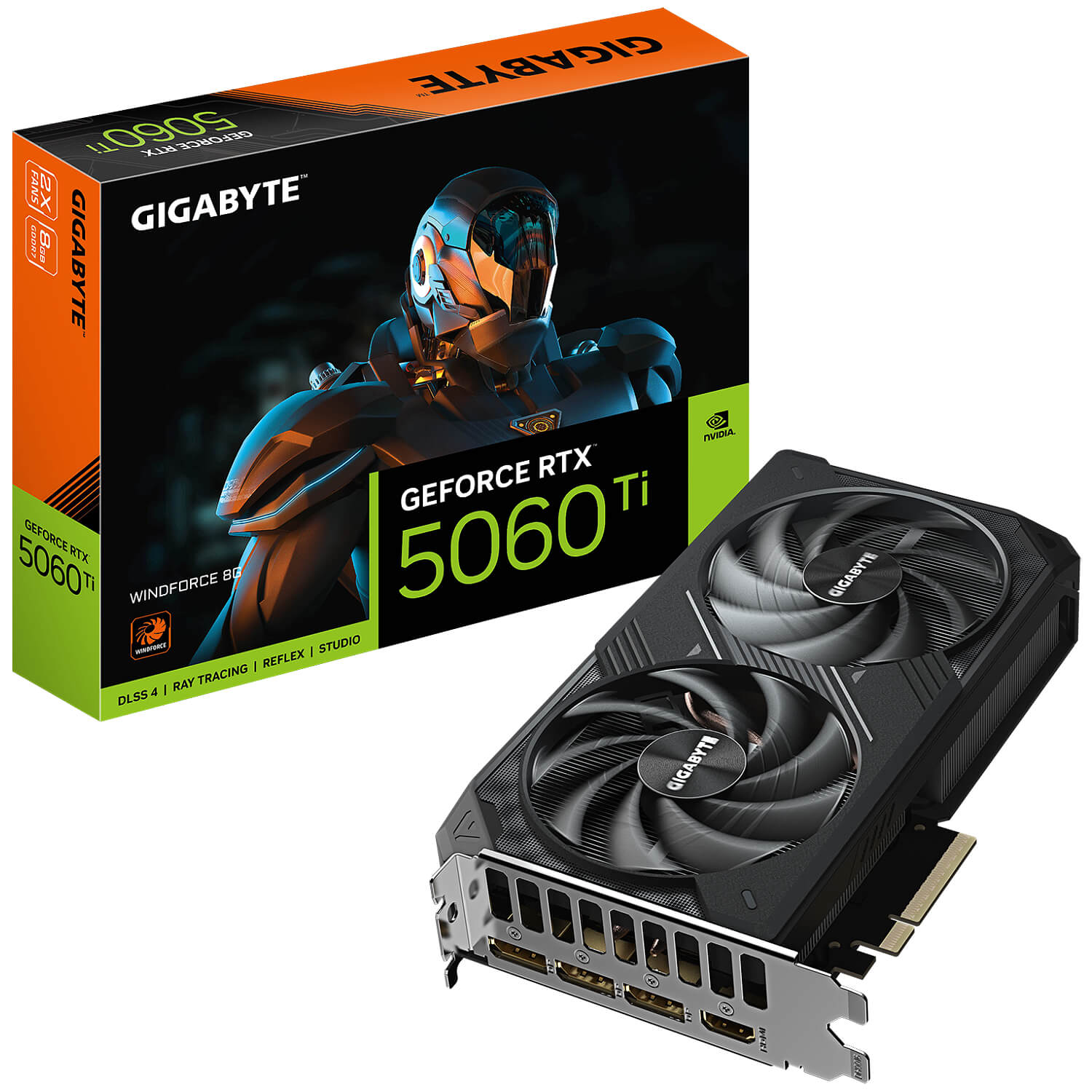 GIGABYTE GV-N506TWF2-8GD nVIDIA Geforce 5060 TI WINDFORCE 8GB GDDR7 Dual Fan 3DP+HDMI