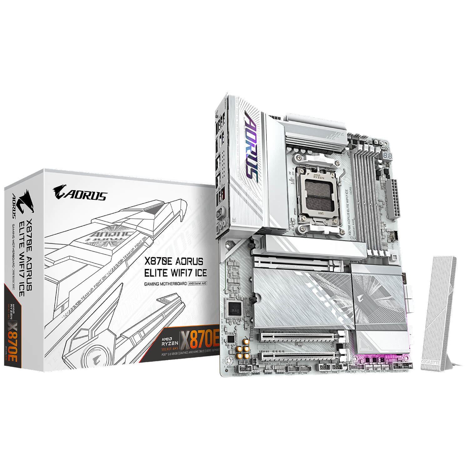 GIGABYTE X870E AORUS ELITE WiFi7 ICE , AM4,PCI-E, DualDDR5 4400/4800/5200 +LAN2.5G HDMI