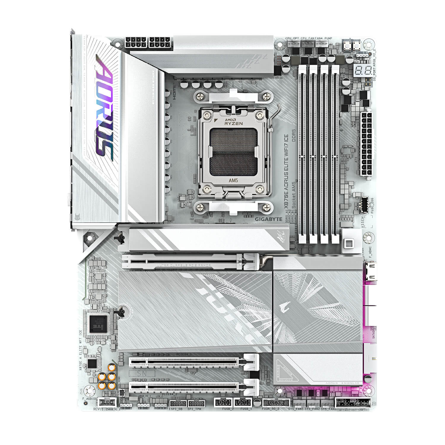 GIGABYTE X870E AORUS ELITE WiFi7 ICE , AM4,PCI-E, DualDDR5 4400/4800/5200 +LAN2.5G HDMI