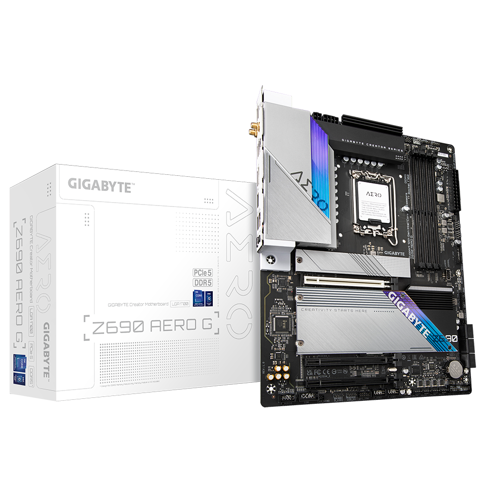 GIGABYTE Z690 AERO G , Core™ i3/i5/i7/i9, 4DualDDR5 4800MHZ ,2XPCI-E, 2.5GB LGA1700