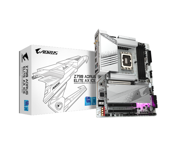 GIGABYTE Z790 AORUS ELITE AX ICE , Core™ i3/i5/i7/i9, 4DualDDR5 4800MHZ ,2XPCI-E, 2.5GB LGA1700