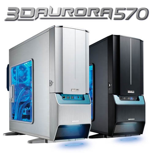 Gigabyte 3D AURORA 570 SILVER ALUMINUM ,Tool-free, no PSU, 3X 120mm BLUE LED FAN , USB2.0, Audio & speaker