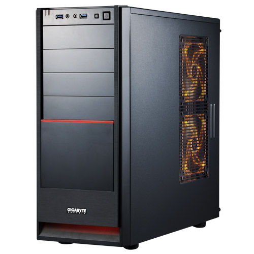 Gigabyte LUXO X10 Black Aluminium+Metal ,Tool-free, no PSU, 3X 120mm, USB3.0, Audio & speaker