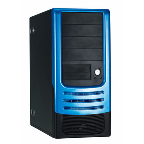 HEC Compucase 6A21B Black&Blue ,Tool-free, no PSU,2x120mm Fan, USB2.0, Audio & speaker