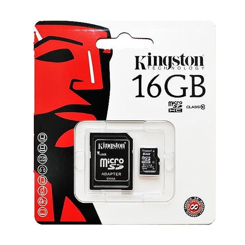 זיכרון למצלמה/טלפון Kingston Micro SD 16GB class 10
